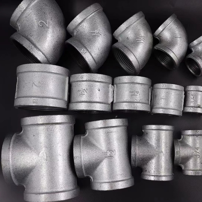 Factory supply Custom Tee Threaded Plumbing Accessories 3 Way Elbow malleable iron pipe fittings