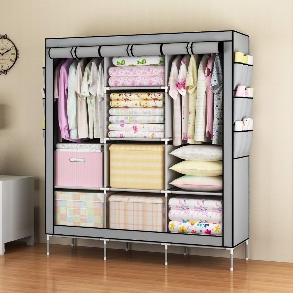 Household Items Portable Standing Clothes Wardrobe Organizer Storage Holders Racks with Non-Woven Fabric Cover Vulcanus