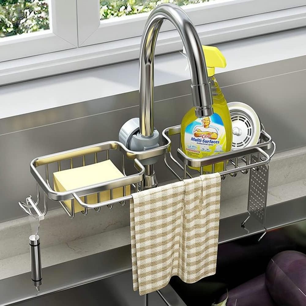 Kitchen Accessories Detachable Over Faucet Hanging Sink Sponge Holders Drain Racks with Dishcloth Drying Rack Hooks Vulcanus