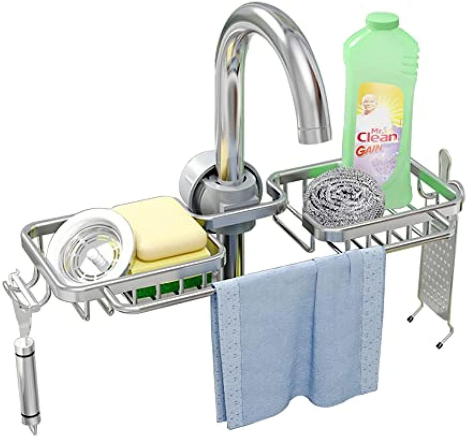 Kitchen Accessories Detachable Over Faucet Hanging Sink Sponge Holders Drain Racks with Dishcloth Drying Rack Hooks Vulcanus