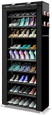 9 Tiers Stand  Tall  Shoe Storage Rack Cabinet  Closet  with Dustproof Cover Vulcanus