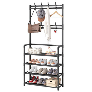 Entryway  4/5 Tier Stand Multifunctional  Hat Coat Shoe Storage Rack with Hooks Vulcanus