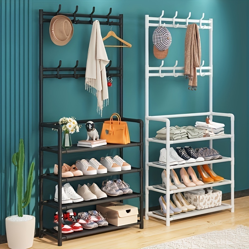 Entryway  4/5 Tier Stand Multifunctional  Hat Coat Shoe Storage Rack with Hooks Vulcanus