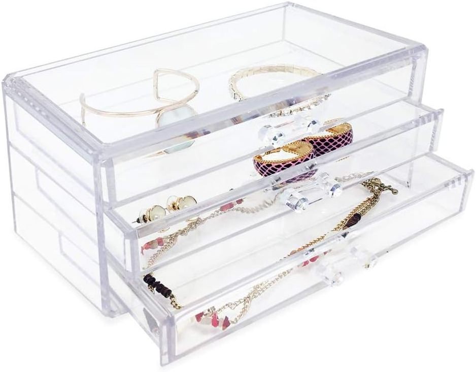 Household Items 3 Drawers Clear Acrylic Earring Jewelry Stackable Storage Containers Makeup Organizer Display Boxes Vulcanus