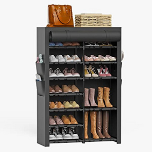 Portable Metal Shoe Boot Rack Free Standing Cabinet Storage Organizer Holders with Nonwoven Fabric Covers Vulcanus