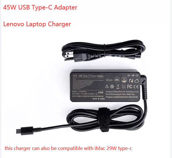 20V 2.25A 45W USB C Type C Chromebook Charger Laptop Power Adapter For HP, Dell, Lenovo, Acer, Asus, Samsung, Google, and More