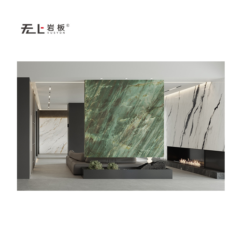 Vivid Green Royal Emerald Marble Look Large Porcelain Slab Sintered Stone for Wall Cladding