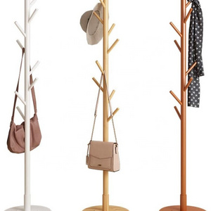 High Quality  Entryway Hall Tree Coat Round Base for Hat Clothes Purse scarf hanger Umbrella Sturdy Wooden Tree with Solid