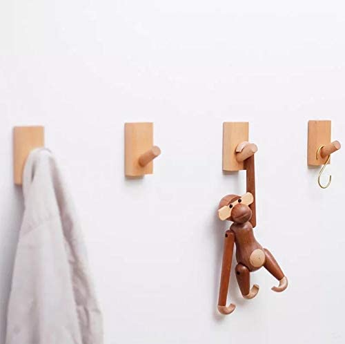 Heavy Duty Beech Wood Towel Rack Hat Hanger Single Organizer Decorative Wall Mounted Wooden Coat Hooks