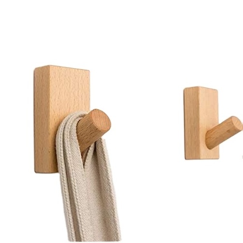 Heavy Duty Beech Wood Towel Rack Hat Hanger Single Organizer Decorative Wall Mounted Wooden Coat Hooks