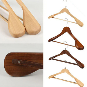 Heavy Duty Natural Luxury Wooden Suit Hangers Wide Wood Hanger for Coats