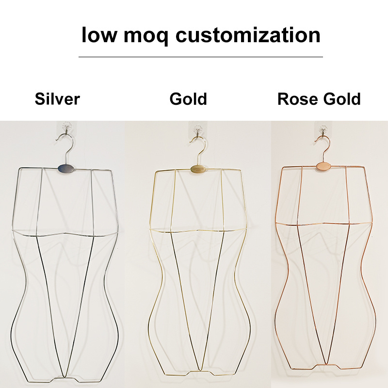 Wholesale Hot Sale Shiny Gold Silver Rose Gold Copper Full Body Shape Metal Bikini Swimsuit Swimwear Hangers For Shop Display