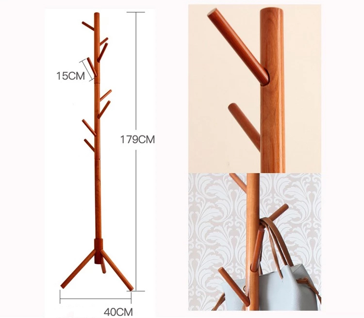 Functional Tree shaped beech standing coat hanger wooden clothes hat hanger stand rack