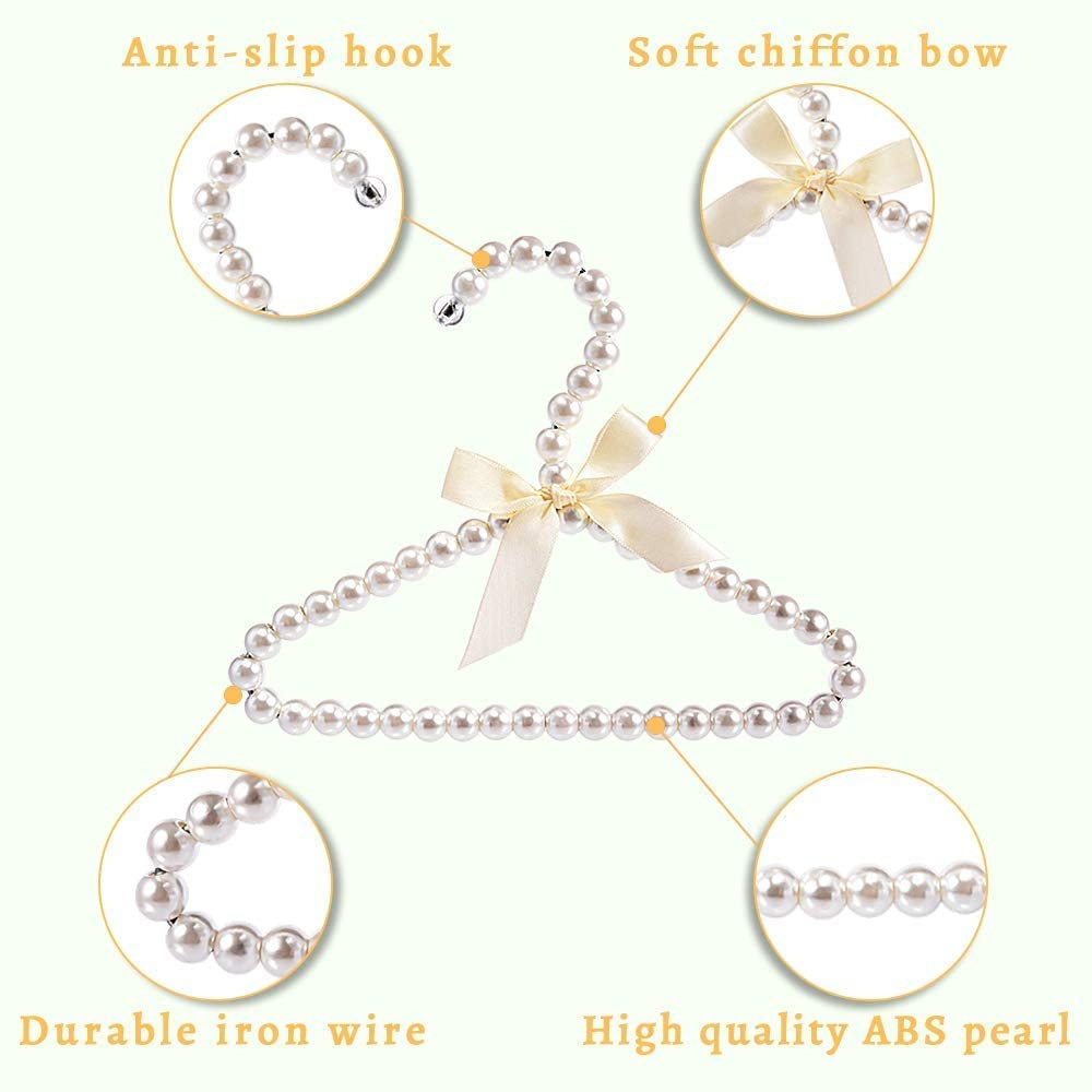 Wholesale Luxurly Women Plastic Antislip  Pearl Beaded Clothes Hanger For Children Baby kid Shop