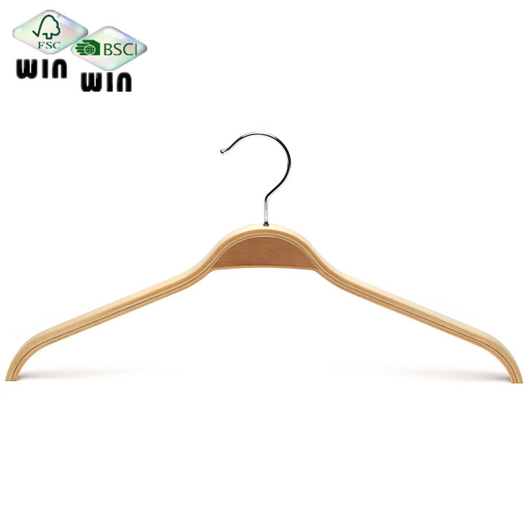 Garment plywood antiskid bamboo and wooden laminated kids wood coat hanger