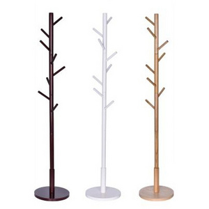 Functional Tree shaped beech standing coat hanger wooden clothes hat hanger stand rack