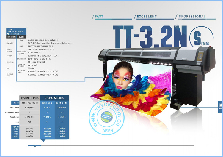 3.2m Wide Format Heavy Duty Tarpaulin Printer Inkjet Vinyl Large Size Sticker Eco Solvent Printer Outdoor