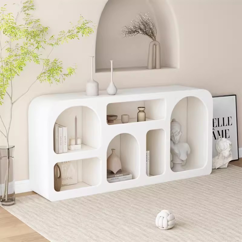 Modern simple storage cabinet living room bedroom display bookshelf floor shelves display cabinet cream wind cave cabinet