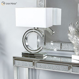 Modern Style WXTL-02 Silver Crushed Crystal Mirrored C-Shaped Table Lamp Home Decor for Bedroom