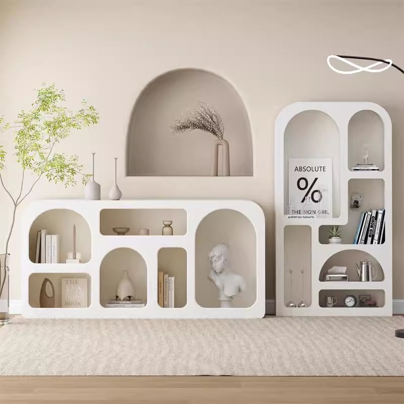 Modern simple storage cabinet living room bedroom display bookshelf floor shelves display cabinet cream wind cave cabinet