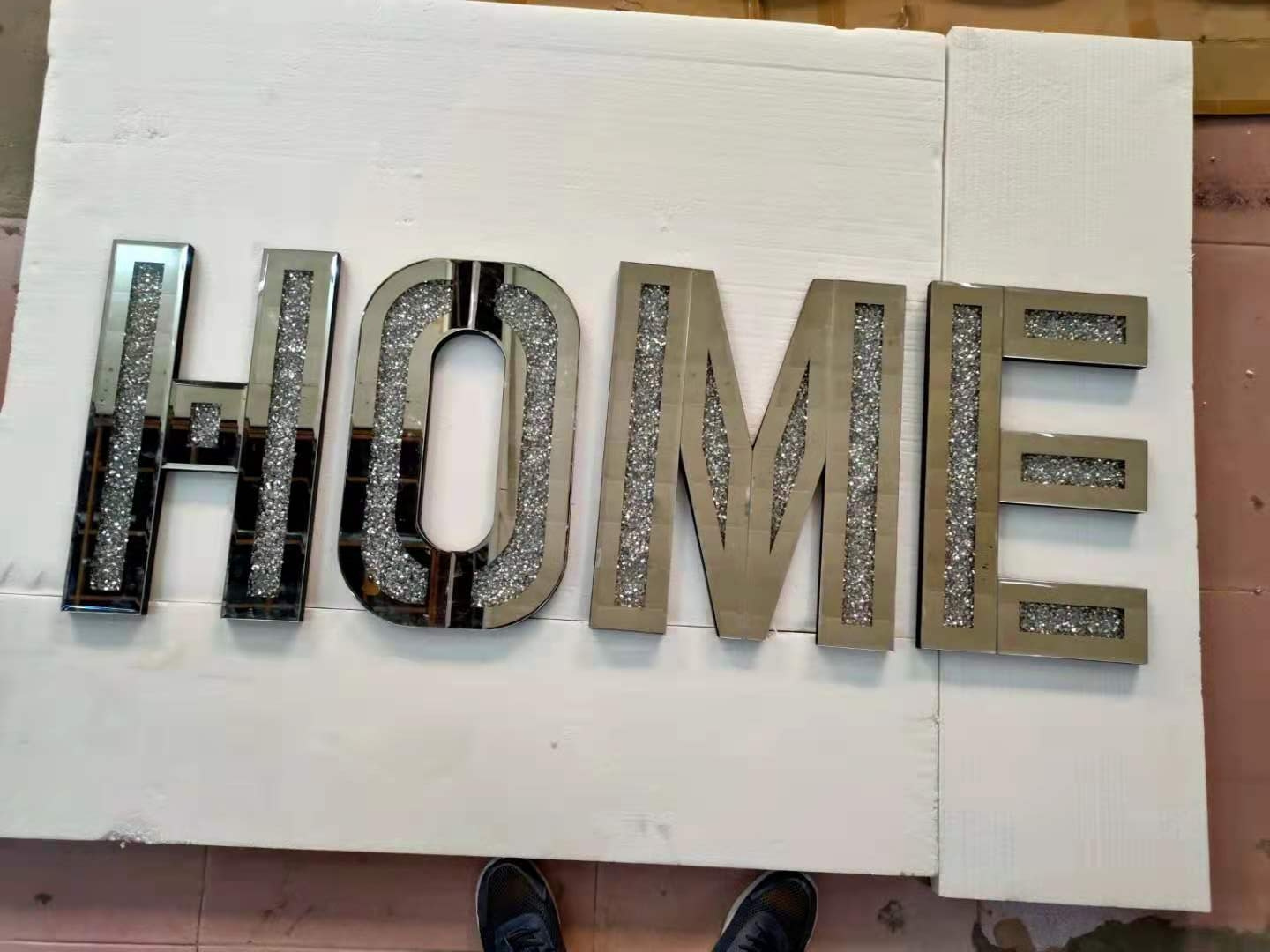 Mirrored Letter of Love Home for Wall Decor Crushed Diamond Modern Decorative Wall Art for Home Living Room Bedroom Wedding