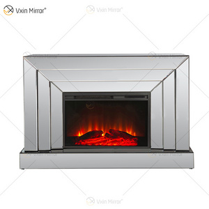 Hot sell  WXF-1100 simple glass mirror fireplace with simulation  wood  insert Indoor for livingroom