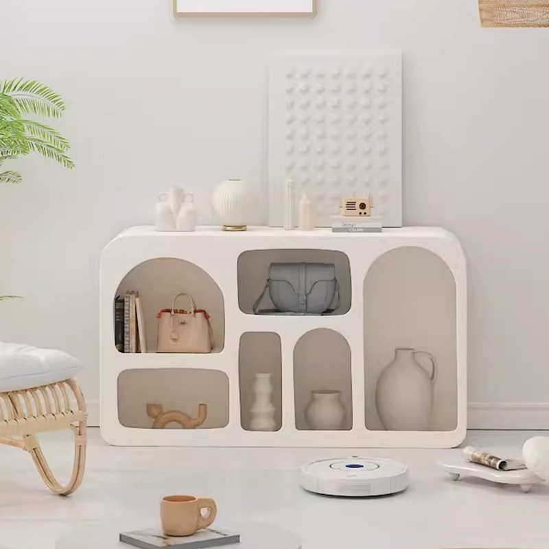 Modern simple storage cabinet living room bedroom display bookshelf floor shelves display cabinet cream wind cave cabinet