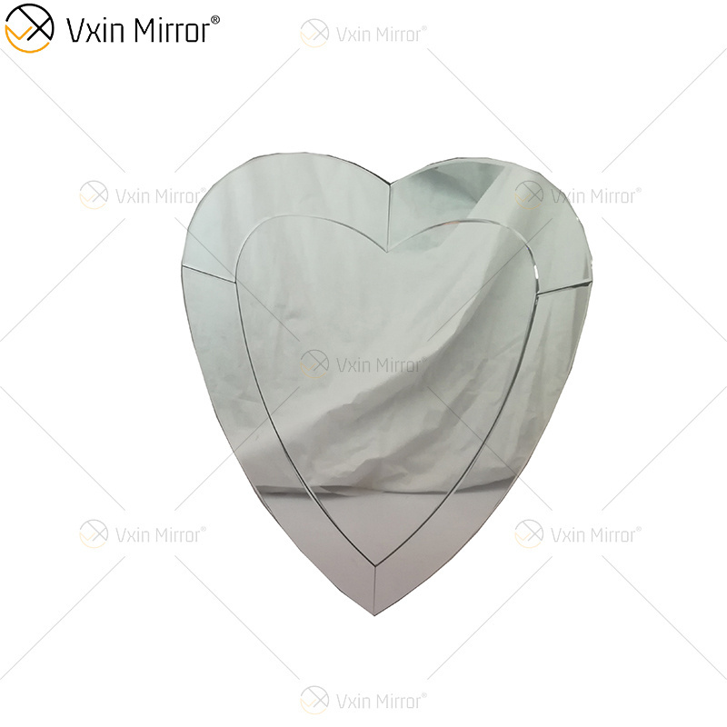 2023 3D Heart-Shaped Wall Hanging Mirrors Frameless Modern Beveled Edge Design for Bathroom Bedroom Mirror Vanity Makeup Mirror