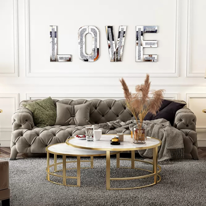 Mirrored Letter of Love Home for Wall Decor Crushed Diamond Modern Decorative Wall Art for Home Living Room Bedroom Wedding