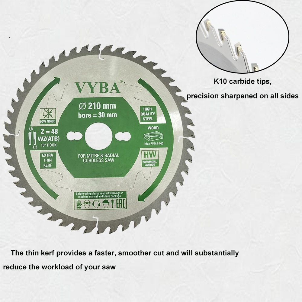 210x48T Tungsten Carbide TCT Saw Blade Extra Thin Wood Cutting Blade Circular Saw Blade