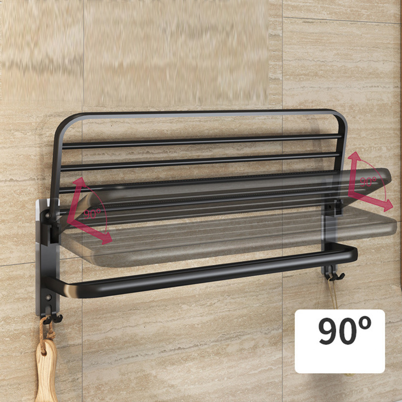 wall mounted double furniture stainless steel heated towel rack without drill stand adhesive bathroom storage 60 cm self-stick