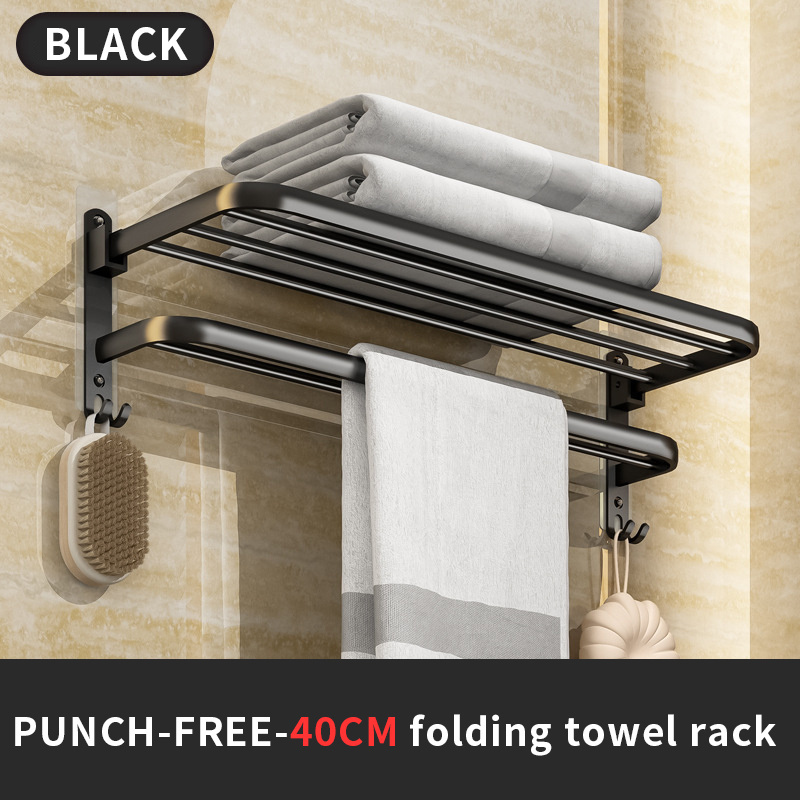 wall mounted double furniture stainless steel heated towel rack without drill stand adhesive bathroom storage 60 cm self-stick