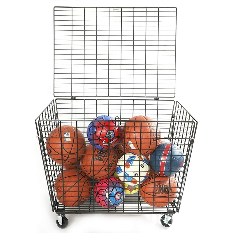 Garage Ball2022 Storage Rolling Sports Ball Storage Cart Basketball Sports Ball Locker for School Equipment Organizer with Lid