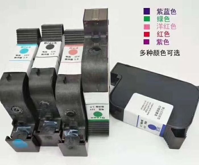 White yellow black read green blue ink cartridge TIJ inkjet printer solvent water half inch one inch ink cartridge