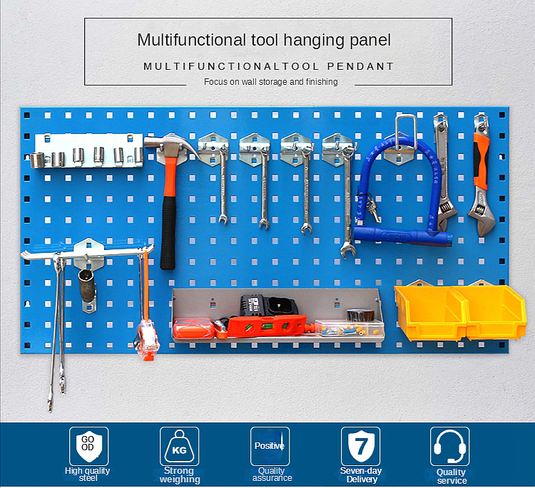 Good Selling Versatility Black 1.0mm Q195 Wall Control Pegboard Organizer For Garage Modular Wall-mounted Steel Hobby Room Craft