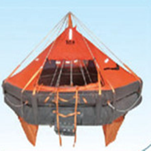 The factory produces NDV standard orange sea life rafts and automatic emergency rescue inflatable rafts