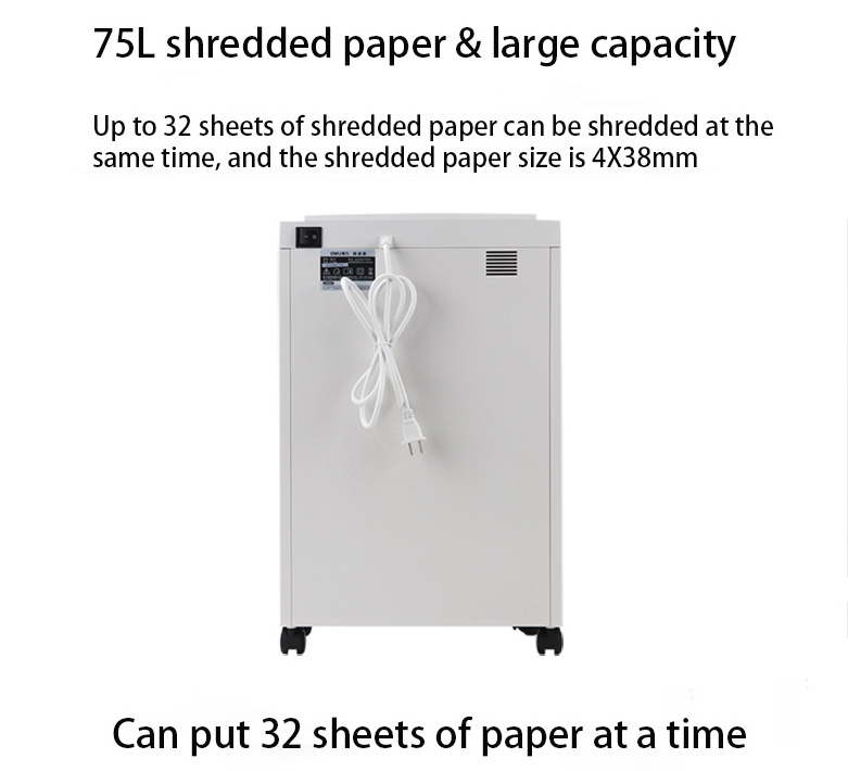 Deli 9909 Durable Paper Shredding Machine Heavy Duty High Quality 75L Large Capacity Electric Shredder Cut Paper Shredder