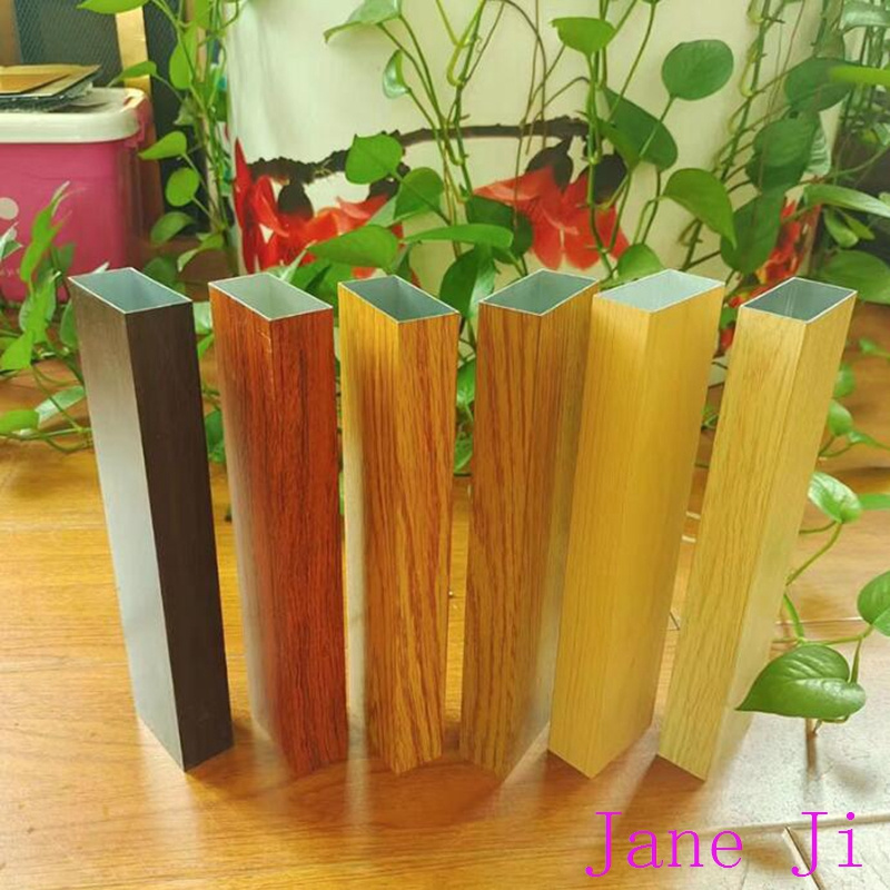 Wood Grain Square Aluminum Extrusion Alloy Pipe Tube Tubing