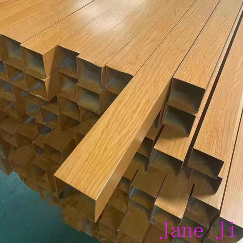 Wood Grain Square Aluminum Extrusion Alloy Pipe Tube Tubing