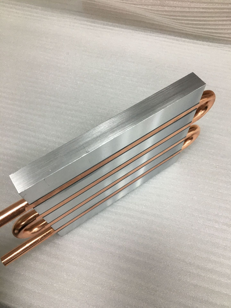 Copper tube aluminum cold plate customized liquid electrical cooling plate water cooled heat sink for car ev battery