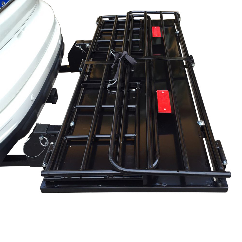 Universal foldable hitch mounted cargo carrier cargo basket luggage rack