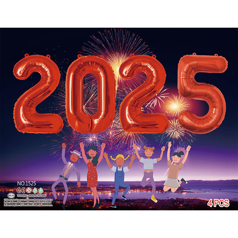 2025 Happy New Year Balloon Number Balloon Card Pack New Year party decorations balloon set