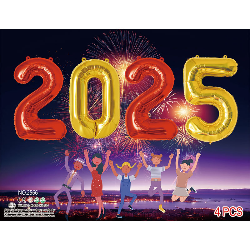 2025 Happy New Year Balloon Number Balloon Card Pack New Year party decorations balloon set