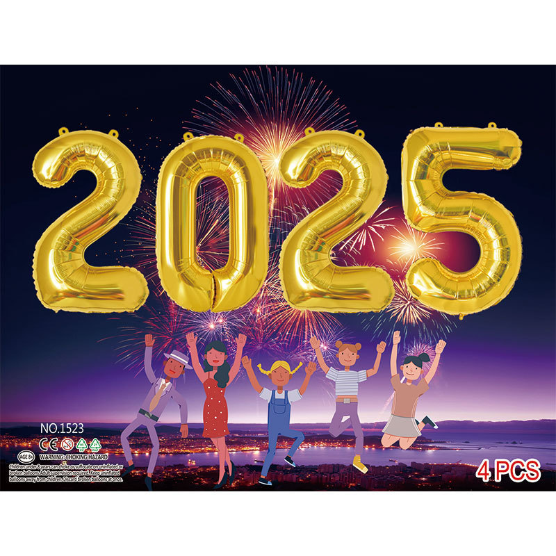 2025 Happy New Year Balloon Number Balloon Card Pack New Year party decorations balloon set