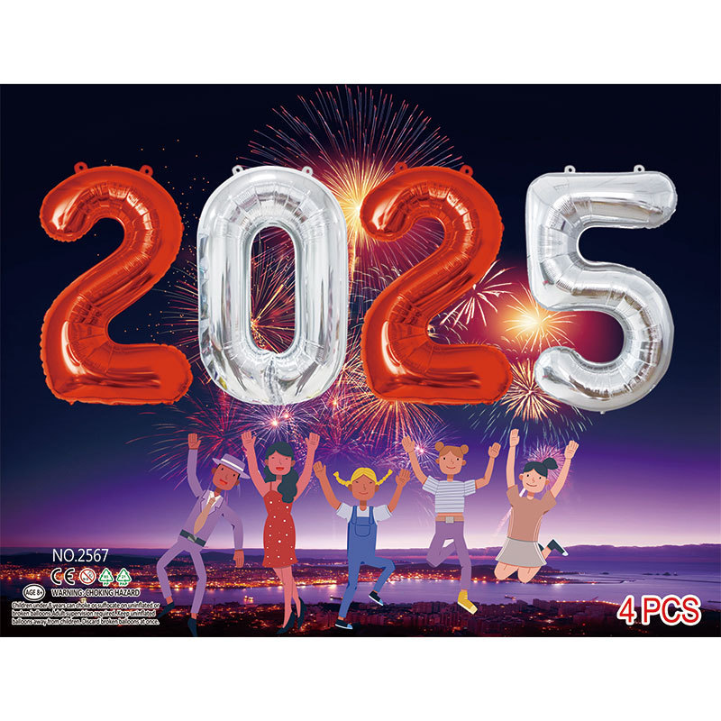 2025 Happy New Year Balloon Number Balloon Card Pack New Year party decorations balloon set