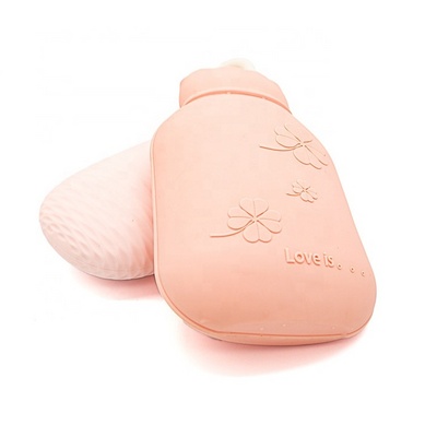 Silicone Hot Water Bottle Hot Water Bag with Knit Cover Microwave Heating Silicone Bottle