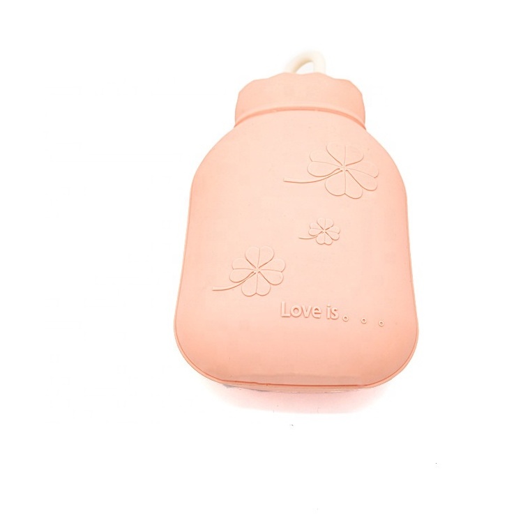 Silicone Hot Water Bottle Hot Water Bag with Knit Cover Microwave Heating Silicone Bottle