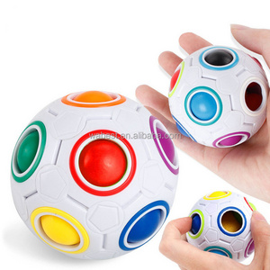 Magic Cube Silicone Creative Speed Rainbow Puzzles Ball Educational Learning Toys Rainbow Magic Ball 12 Holes Puzzle Toy