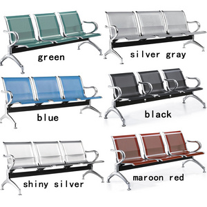 Factory Direct Sale Metal Steel 3 Seater Airport Waiting Chair Public Outdoor Furniture Chair Bench Garden Chair