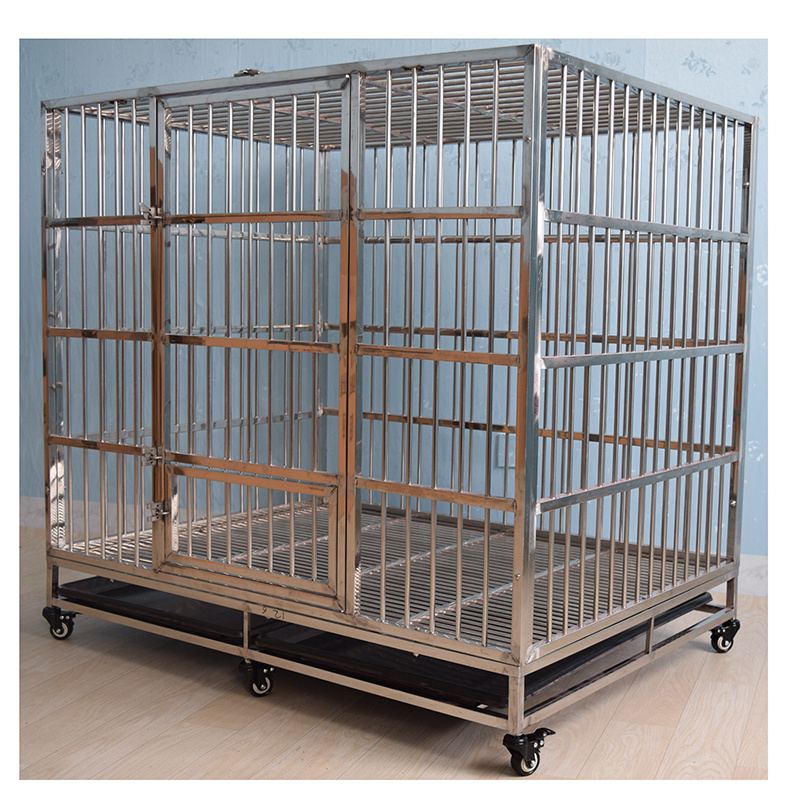 Hot Sale Mobile Metal Kennel Mesh Folding Stainless Steel Pet Dog Animal Cage